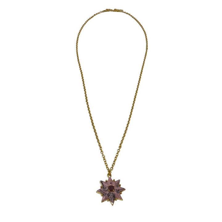 Sole Society Gold and Pink Star Pendant Chain Necklace-Thumbnail