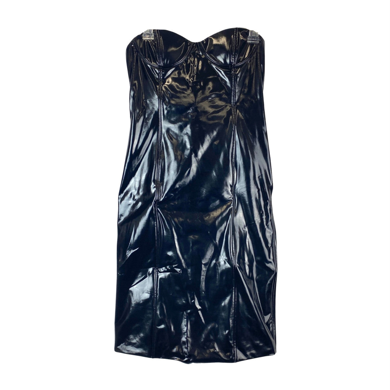 Simon Miller Black Patent Leather Bodycon Dress-Thumbnail