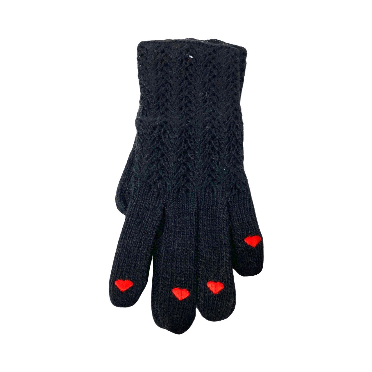 Moschino Knit Heart Fingertip Gloves-Front