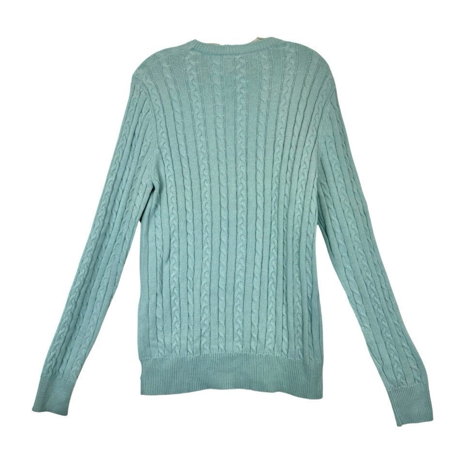 Lad by Demylee Aqua Cable Knit Sweater-Back