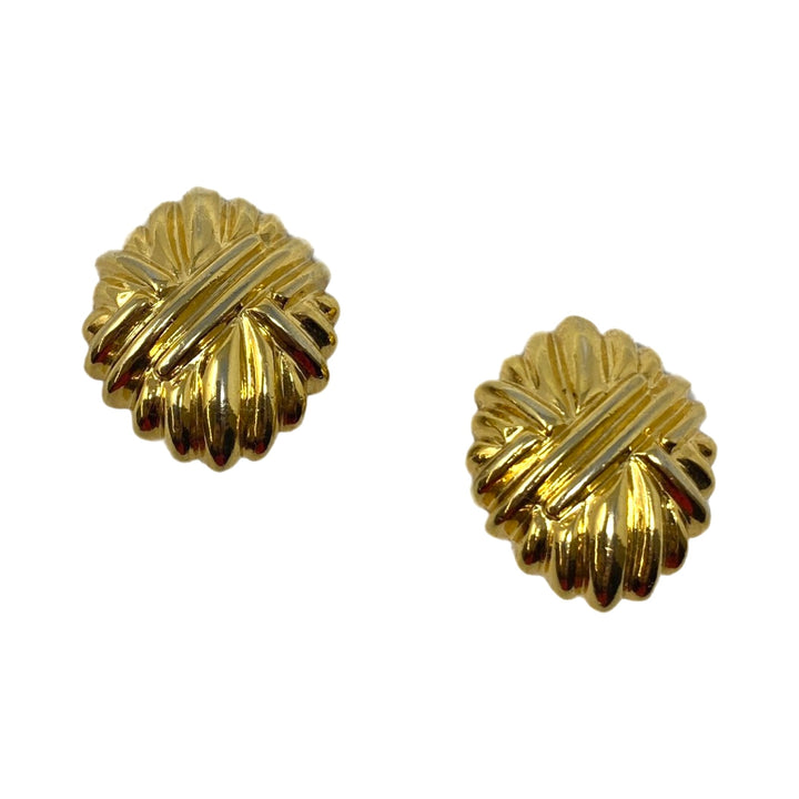 Vintage Paolo Gold Tone Clip On Button Earrings