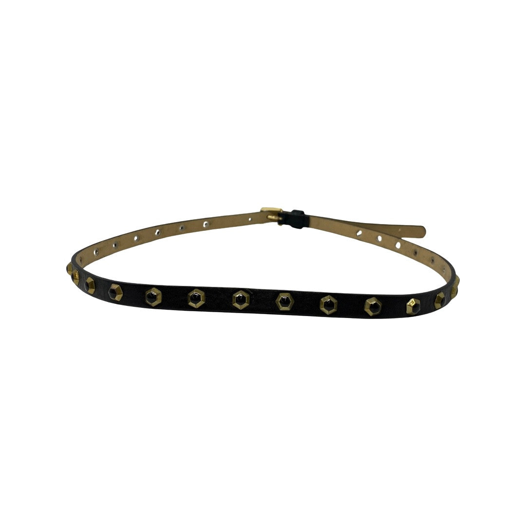 Studded Skinny Leather Belt-Back