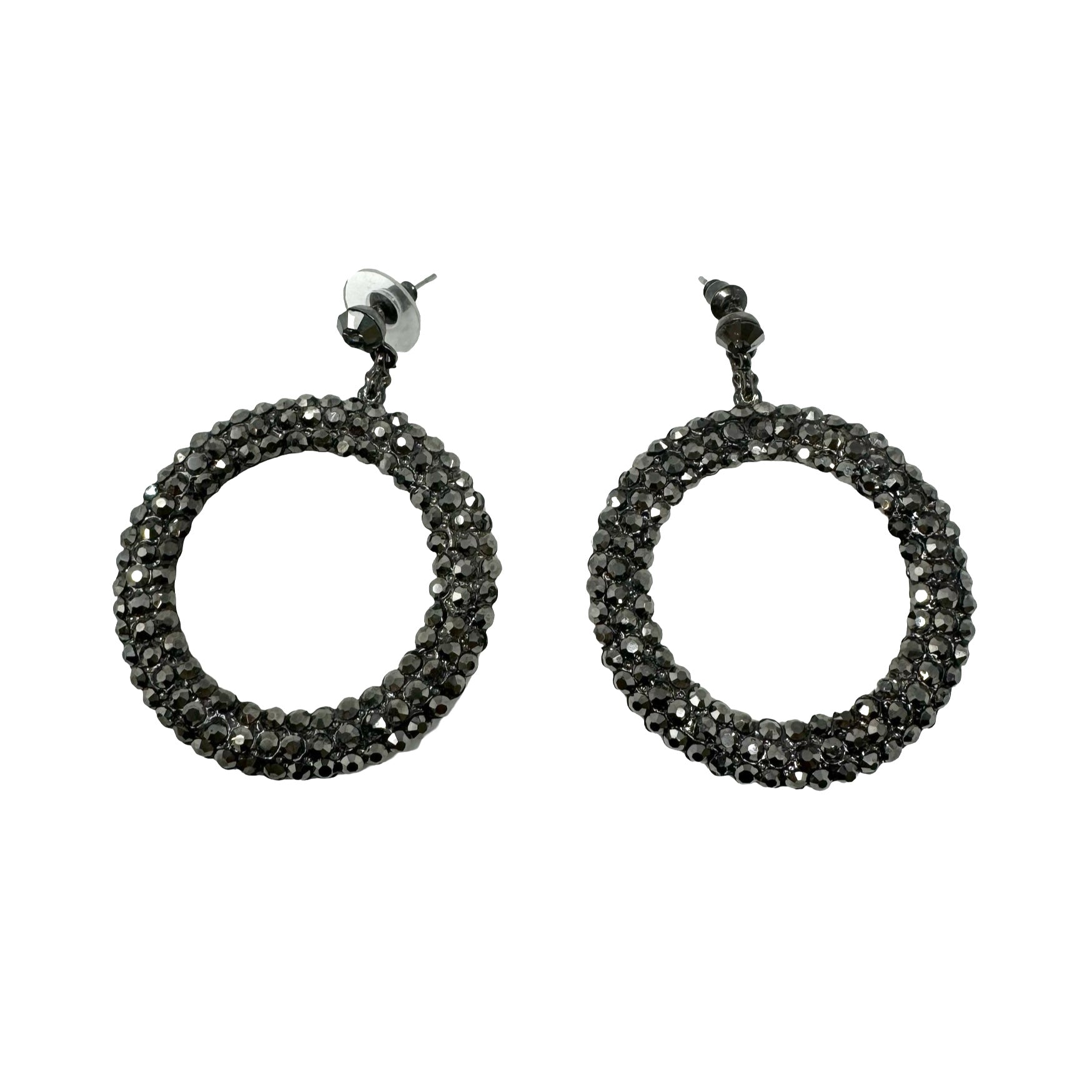 Rhinestone Dangle Hoop Earrings