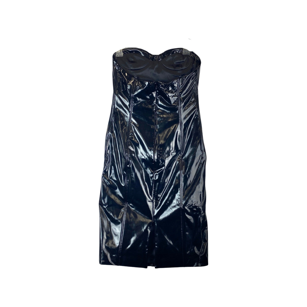 Simon Miller Black Patent Leather Bodycon Dress-Back