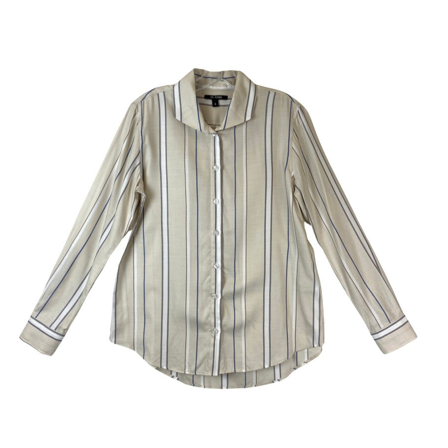 Kal Rieman Khaki Stripe Box Pleat Ginna Shirt-front