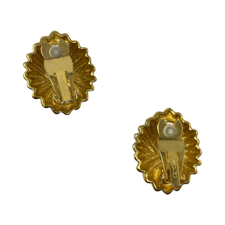 Vintage Paolo Gold Tone Clip On Button Earrings