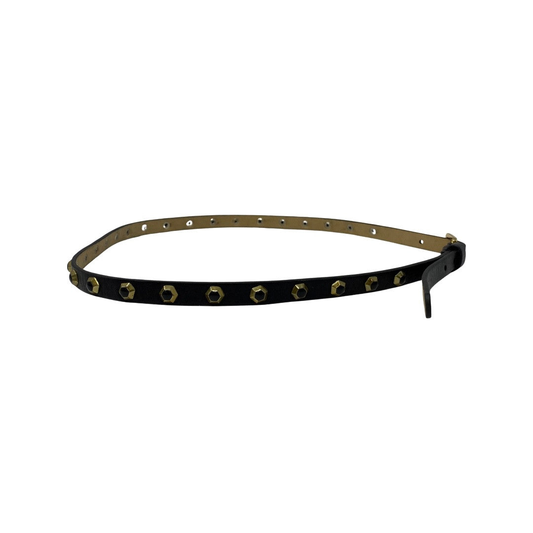 Studded Skinny Leather Belt-Side