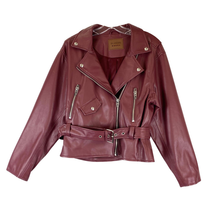 BLANKNYC Faux Leather Belted Moto Jacket-front