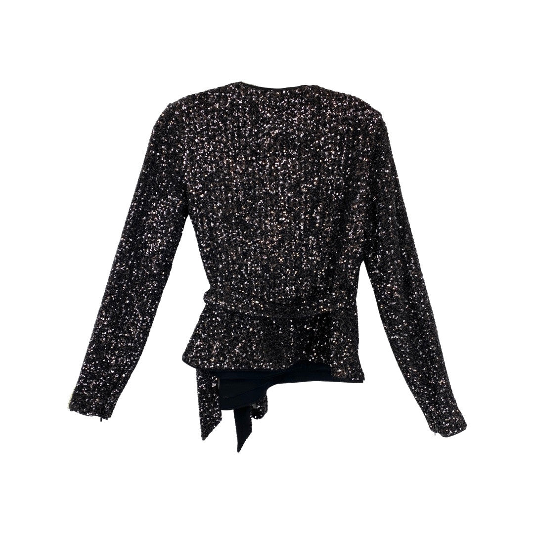 & Other Stories Sequined Wrap Top-Back