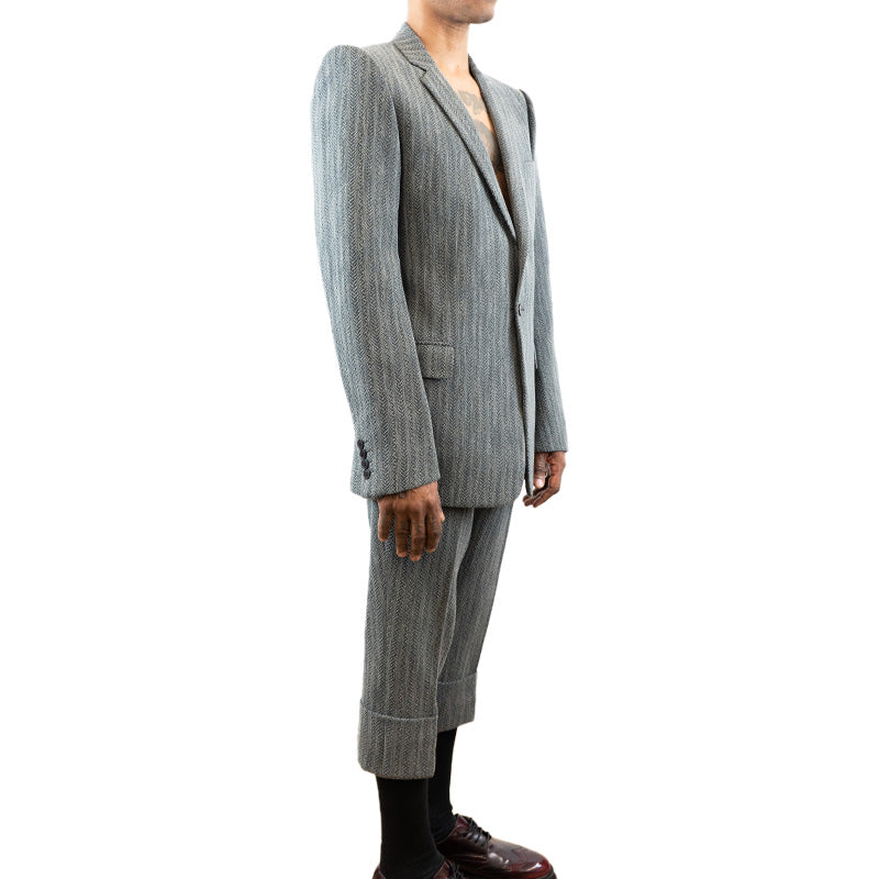 Duckie Brown Knit Herringbone Cropped Suit