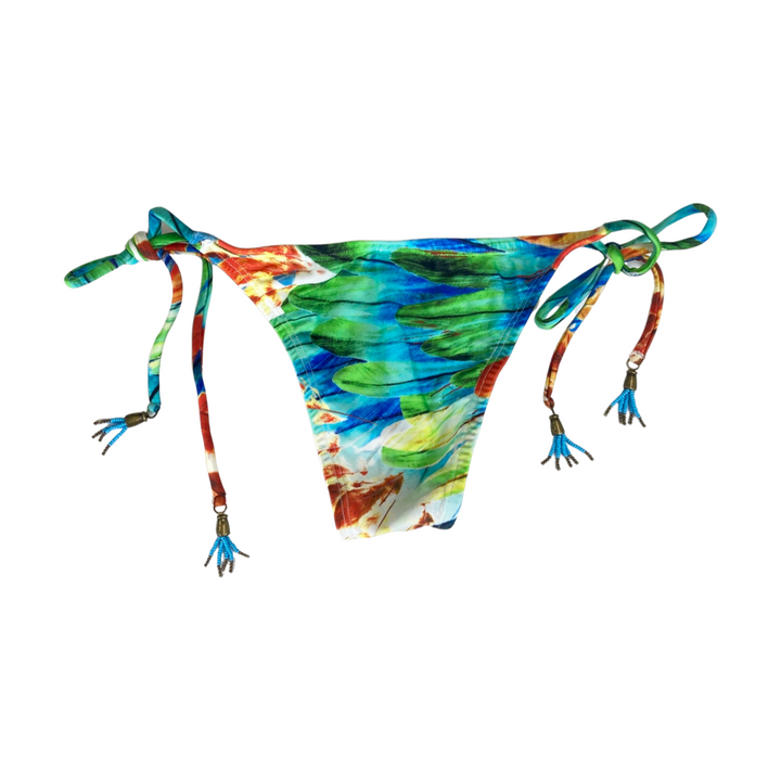 Lenny Niemeyer Beaded Tassel Feather Print Bikini Bottom-Back