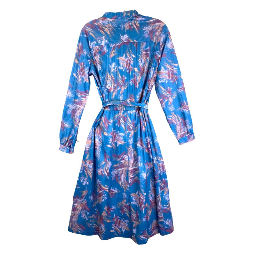 Vintage Brush Stroke Pleat Midi Dress-Back